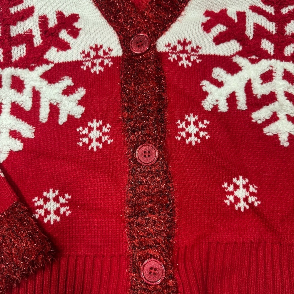 Major Label’s Womens Christmas Cardigan with Festive Snowflakes and Garland - Picture 4 of 12